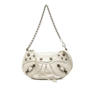 Balenciaga Le Cagole Handbag Chain Shoulder Bag White Leather